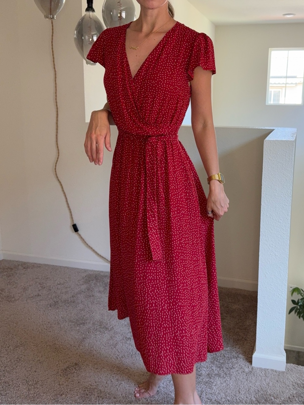 Midi Dress with Tie Waist